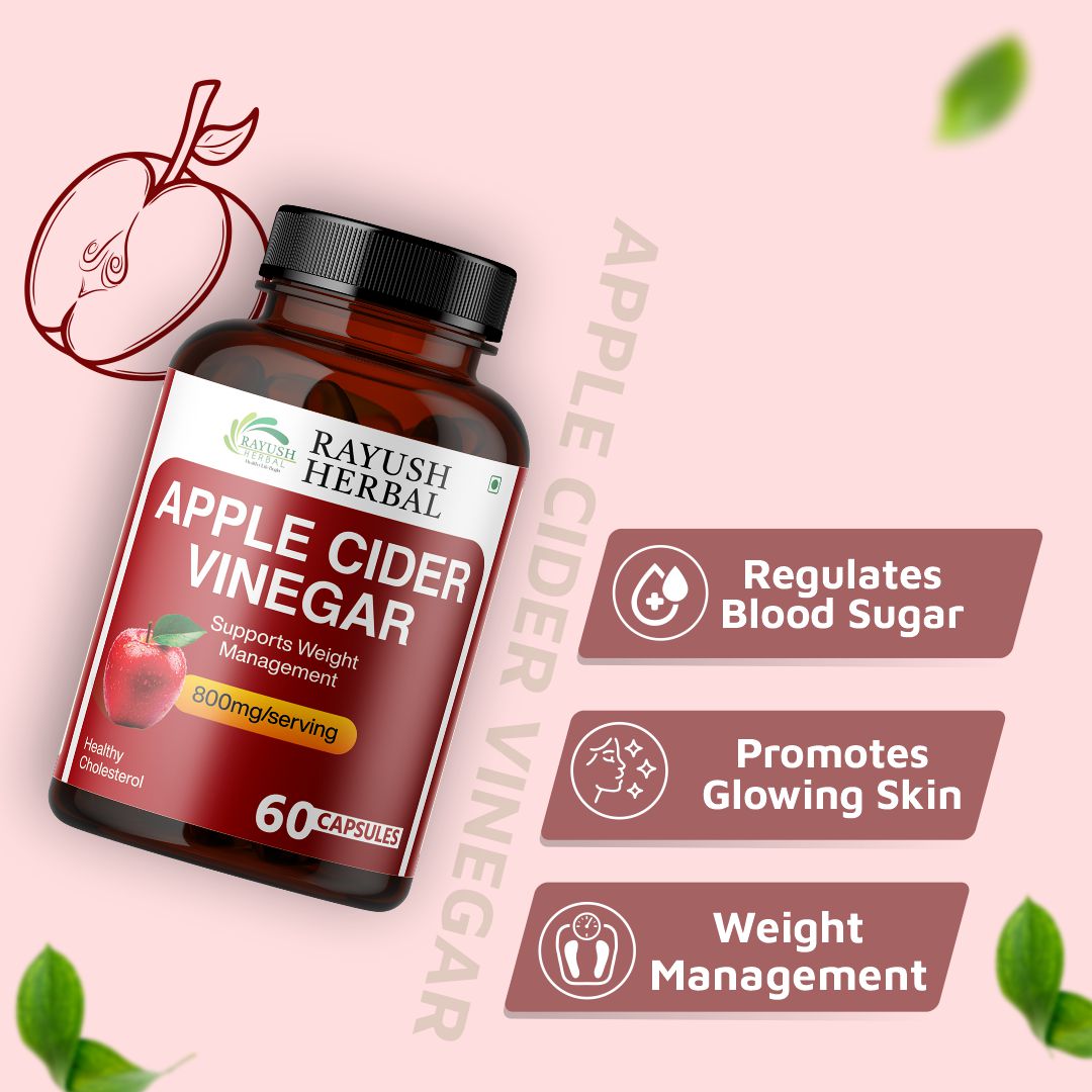 Rayush Herbal Apple Cider Vinegar | Improves Digestive Health & Removes Toxins | Maintain Healthy Weight | 60 Capsules