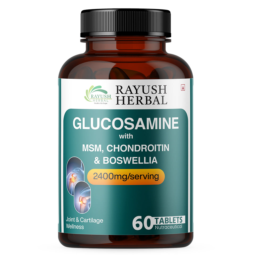 Rayush Herbal Glucosamine MSM, Chondroitin & Boswellia | 2400mg/ serving | Healthy Joint & Cartilage | 60 Tablets60