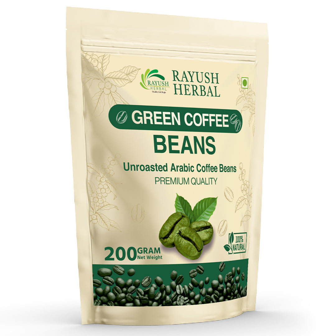Rayush Herbal Organic Green Coffee Beans | Boosts Energy Level & Enhance Metabolism | Reduce Cholesterol | 200gm