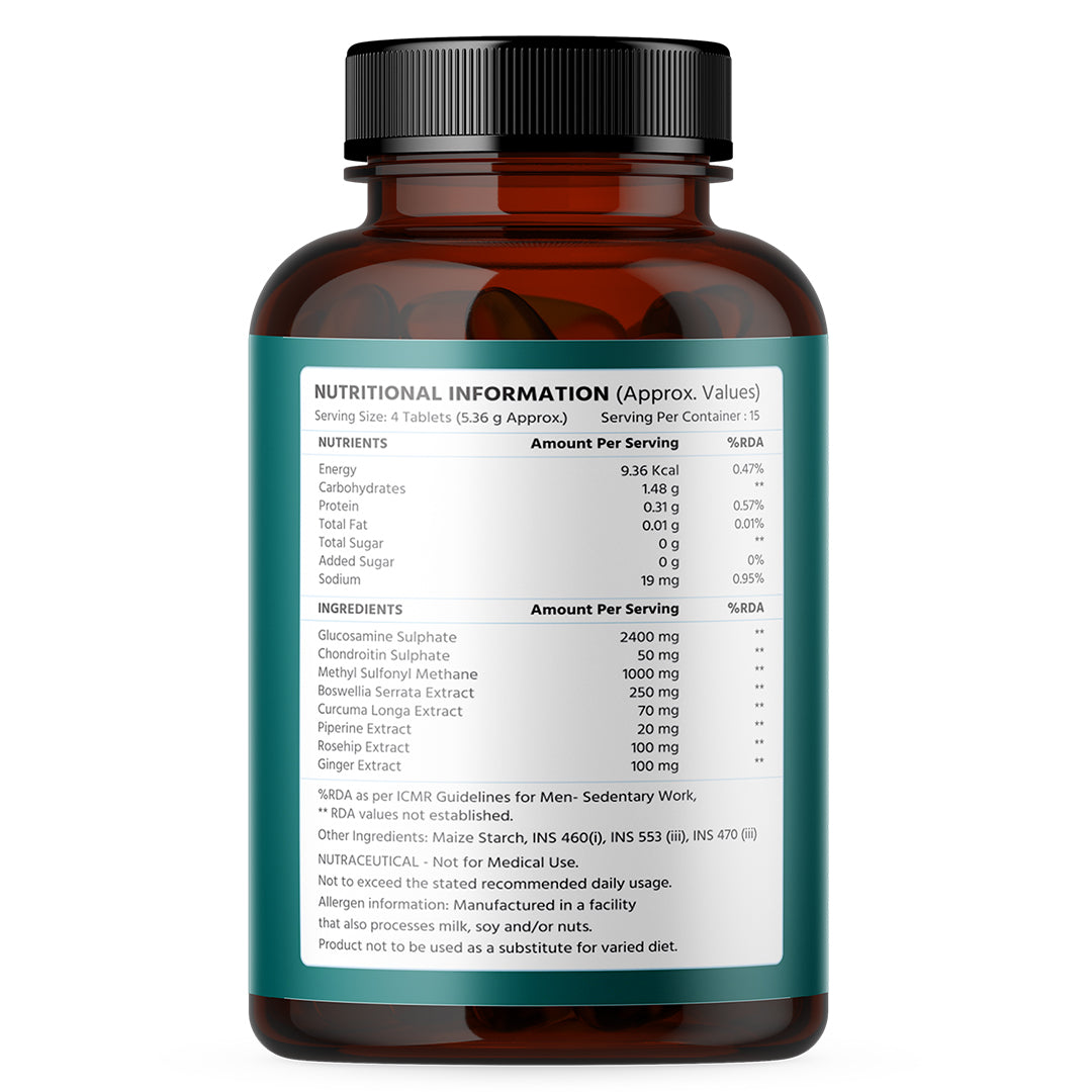 Rayush Herbal Glucosamine MSM, Chondroitin & Boswellia | 2400mg/ serving | Healthy Joint & Cartilage | 60 Tablets60