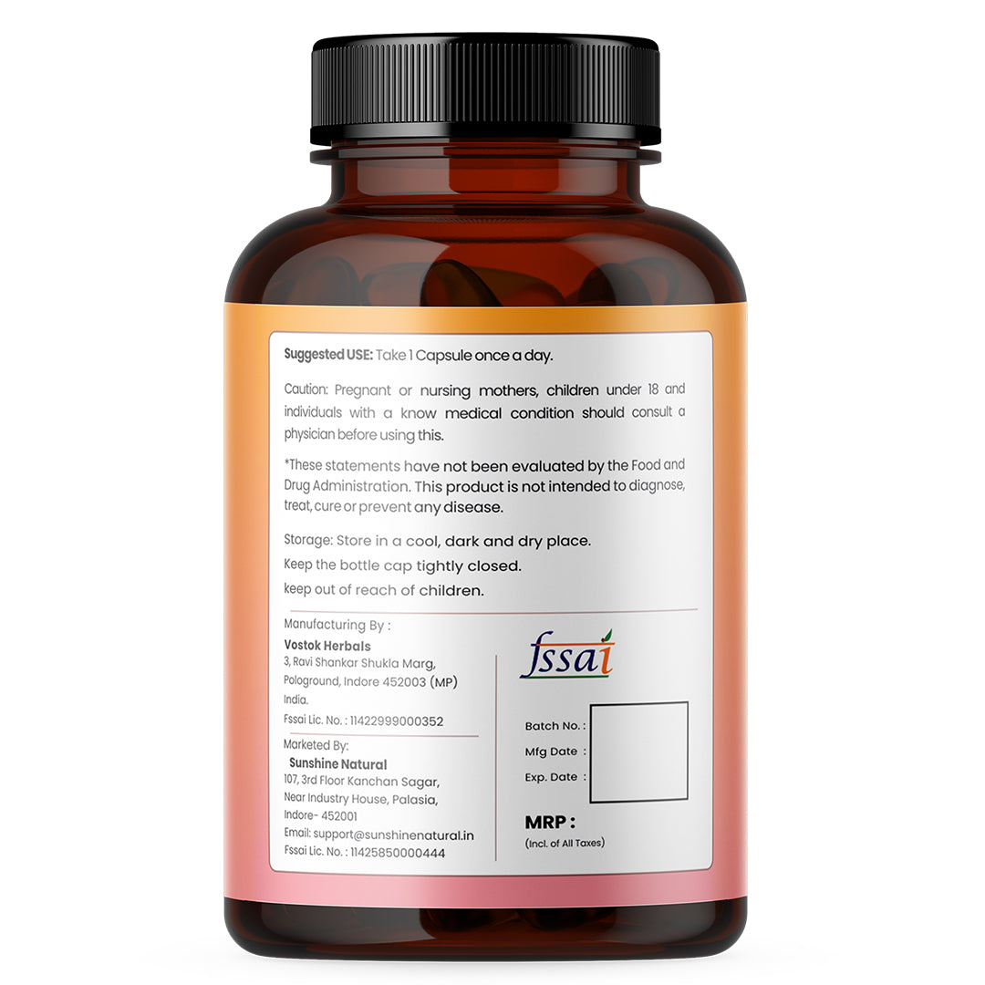 Rayush Herbal L Glutathione Builder | For Skin Elasticity, Hydration and Anti-Ageing | 250mg Per Serving | 60 Capsules