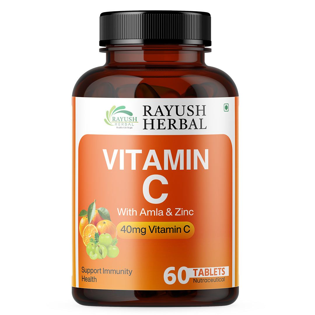 Rayush Herbal Vitamin C with Amla & Zinc | Improves Immunity and Defence Mechanism of The Body | Amla | 60 Tablets