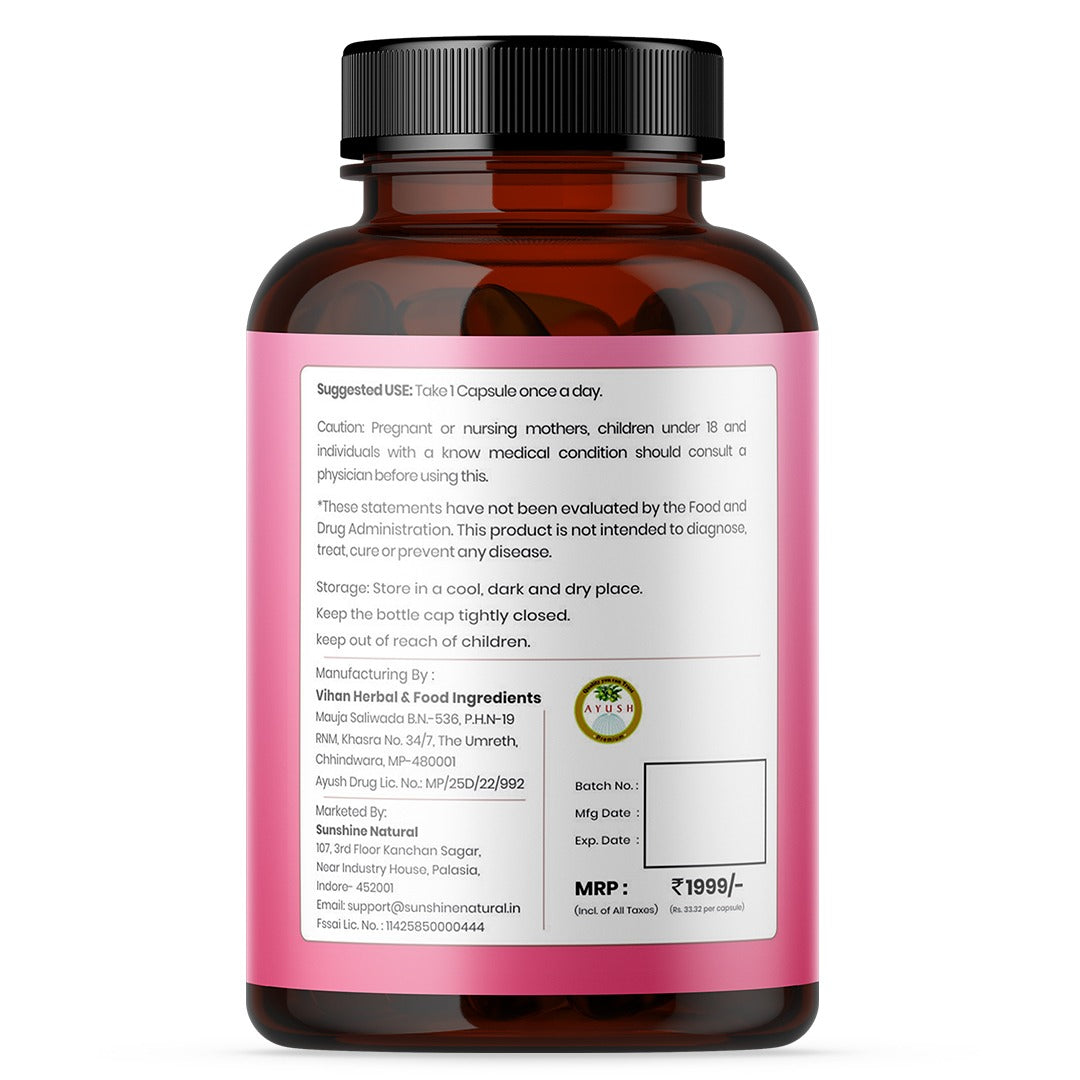 PCOD & PCOS CARE Advanced Women's Wellness Capsules | 1000 mg Serving | 60 CAPSULES